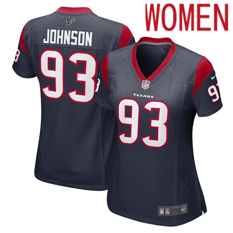 Women Houston Texans 93 Jaleel Johnson Nike Navy Game NFL Jersey